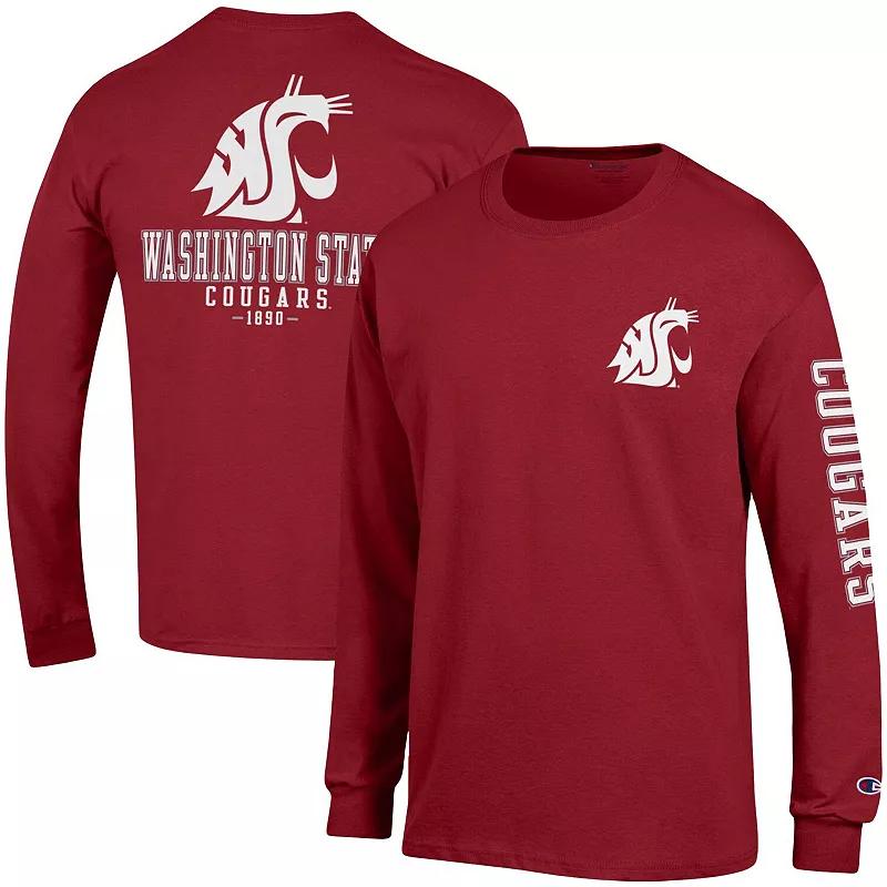 Men's Champion Crimson Washington State Cougars Team Stack Long Sleeve T-Shirt, Size: 2XL, Wsc Red Product Image