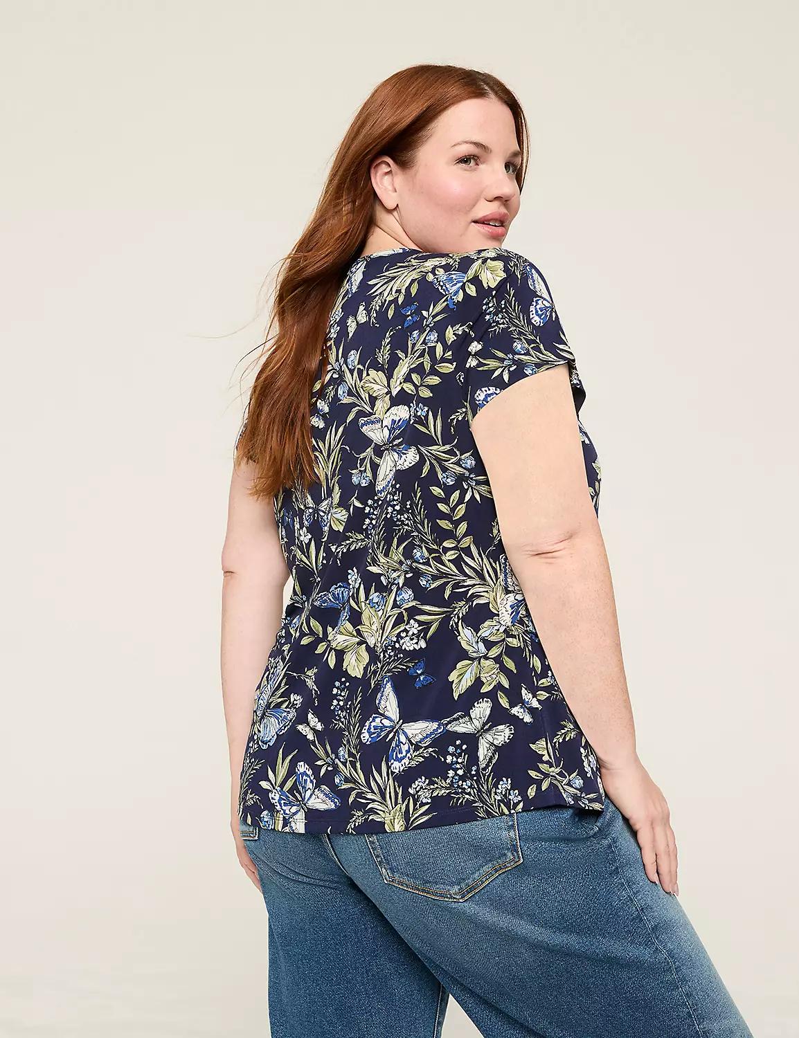 Cap-Sleeve Pleat-Front Top Product Image