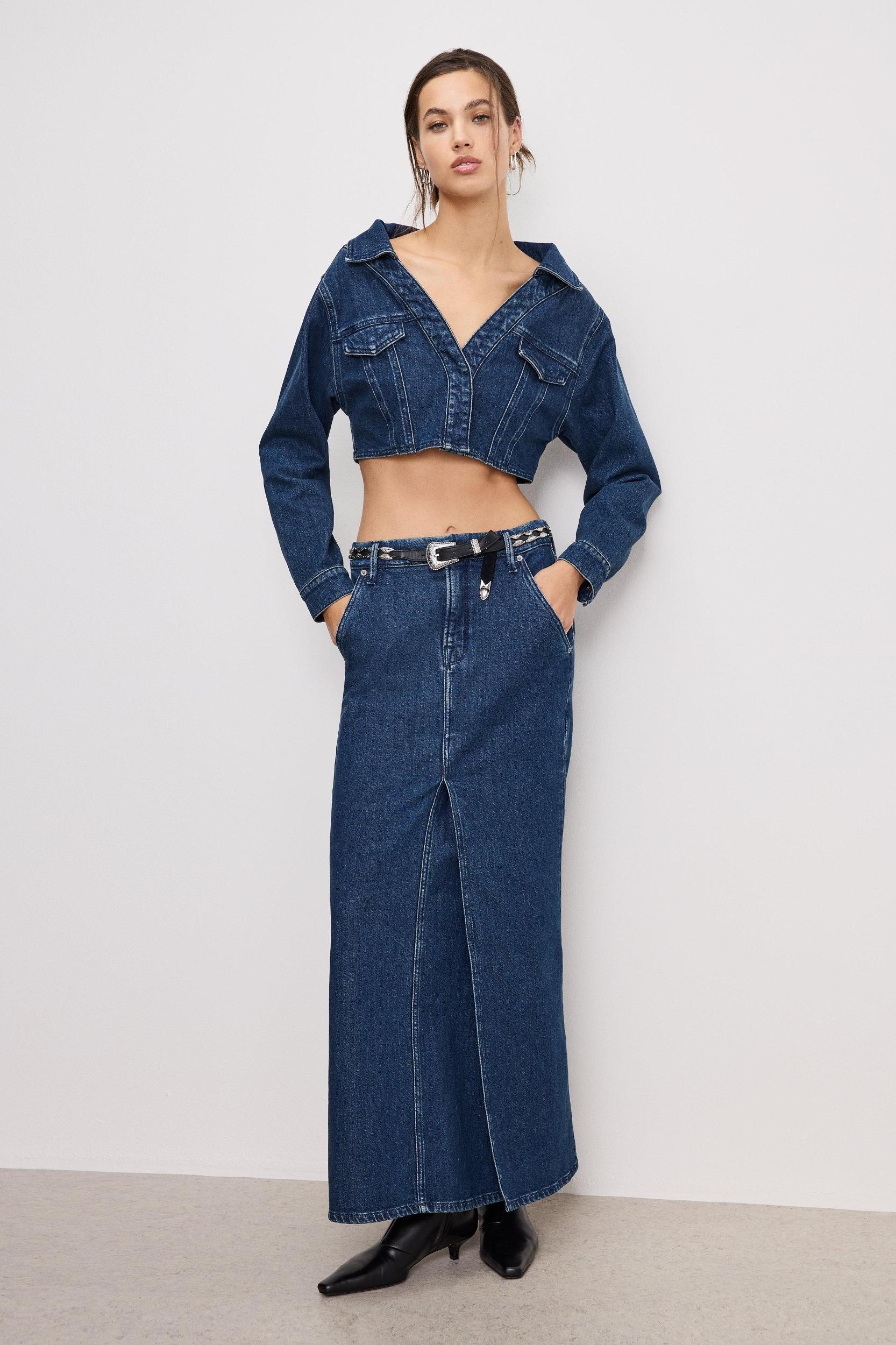 DENIM OFF SHOULDER TOP | INDIGO724 Product Image