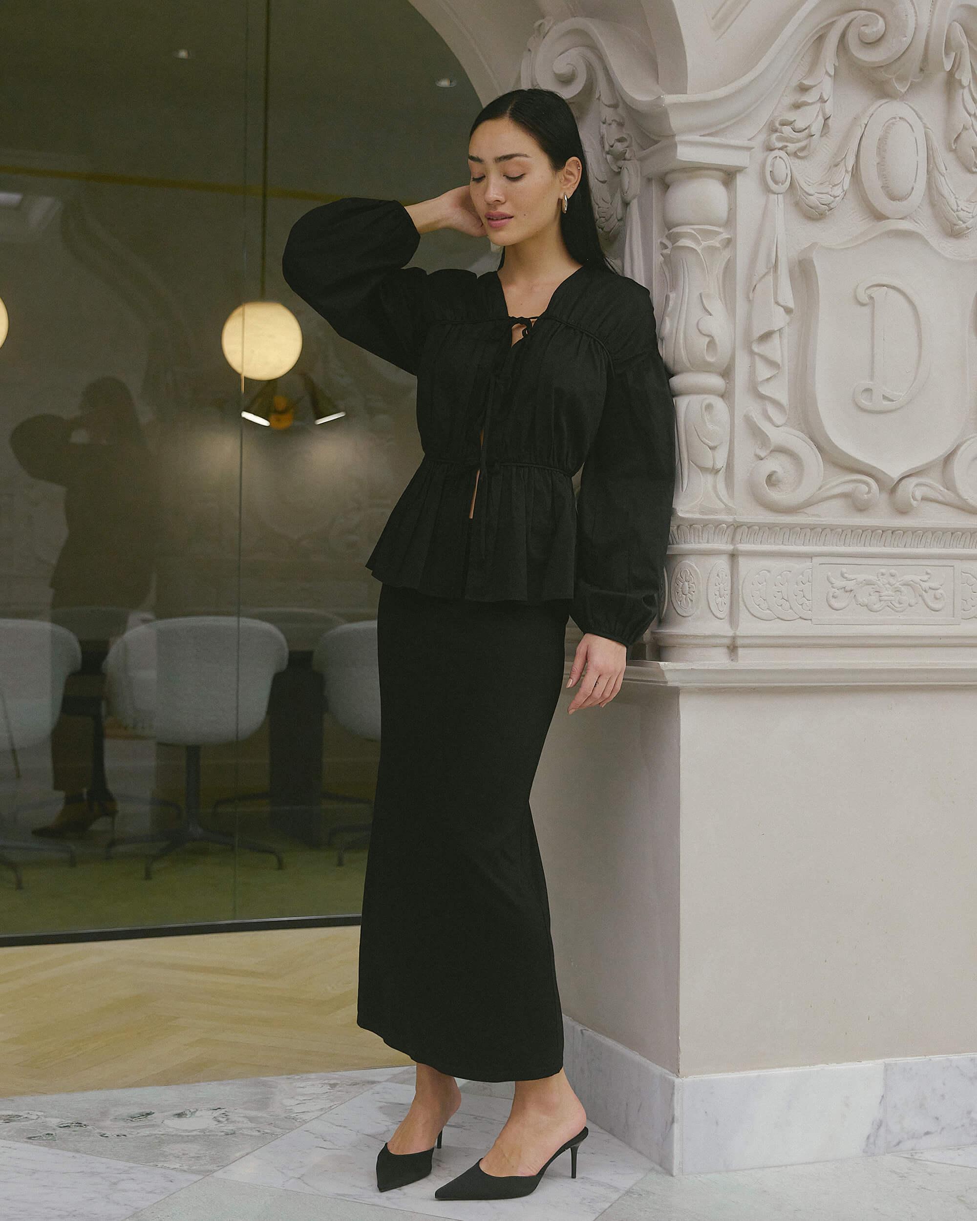 Hira Tie-Front Organic Cotton Blouse Product Image