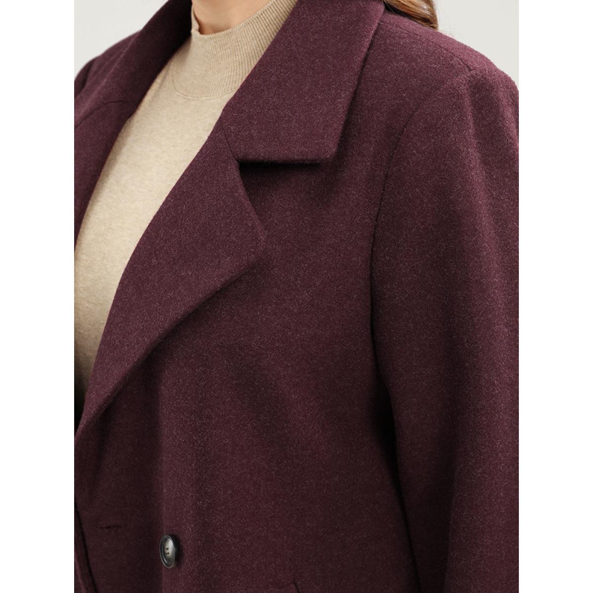 Plus Size Solid Suit Collar Pocket Double Breasted Blazer Women Burgundy Casual Double-Breasted Ladies Dailywear Winter Coats BloomChic 28/5X Product Image