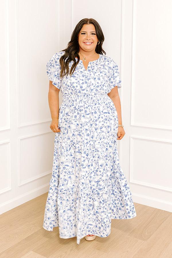 Polished Perfection Floral Maxi Dress in Royal Blue Curves Product Image