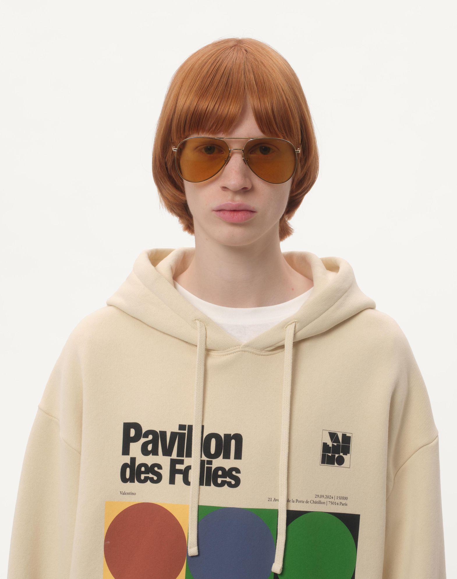 Cotton Hooded Sweatshirt With Pavillon Des Folies Print Product Image
