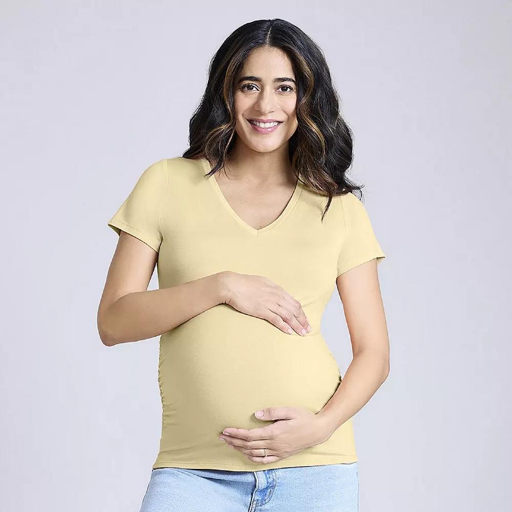 Maternity Motherhood® Side Ruched V-Neck Tee, Women's,  Product Image