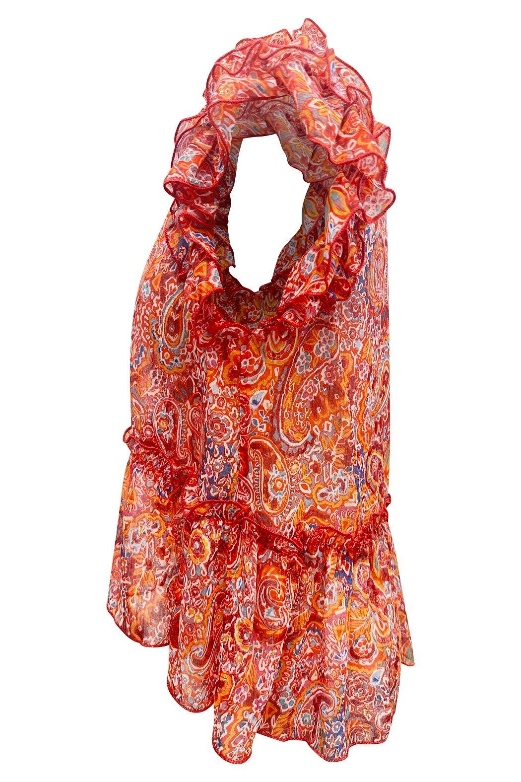 High-Neck Ruffle Sleeve Floral Blouse Product Image