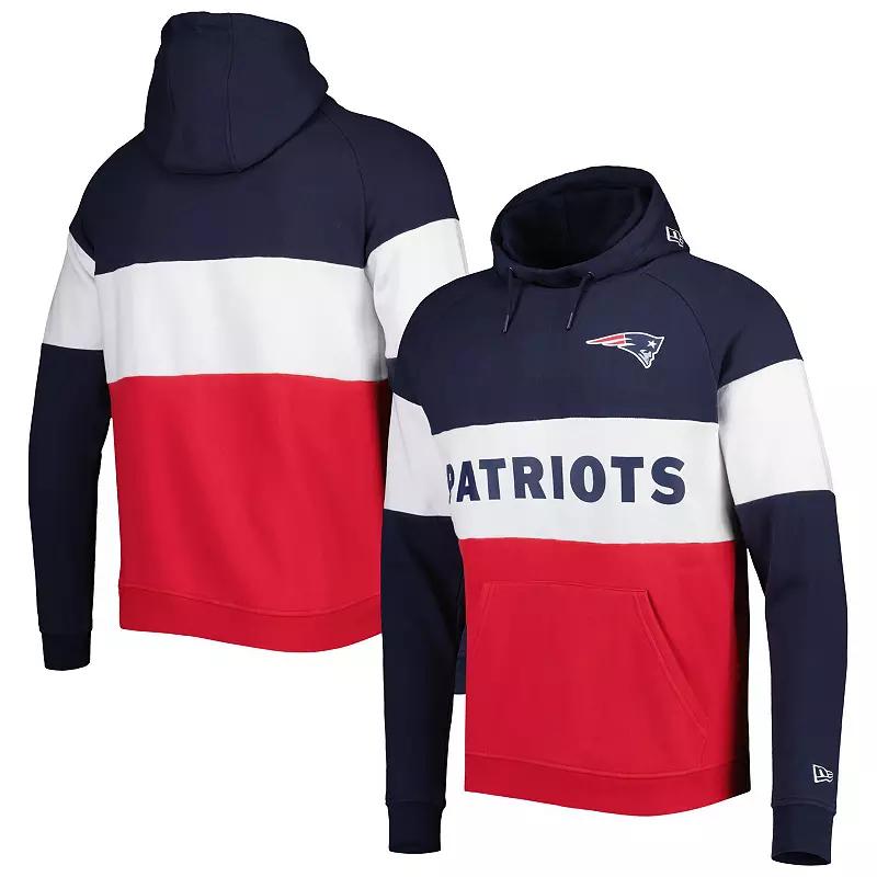 Men's New Era Red New England Patriots Colorblock Current Pullover Hoodie, Size: 2XL Product Image