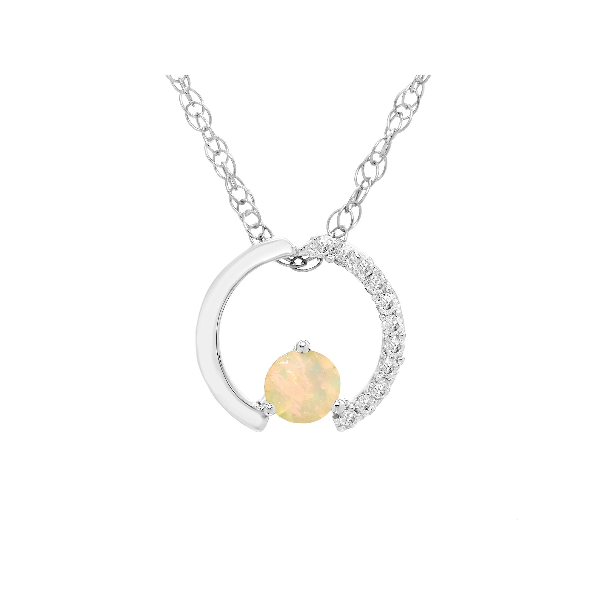Boston Bay Diamonds Sterling Silver Gemstone & 1/10 Carat T.W. Diamond Circle Pendant Necklace, Women's, Size: 18", White Product Image
