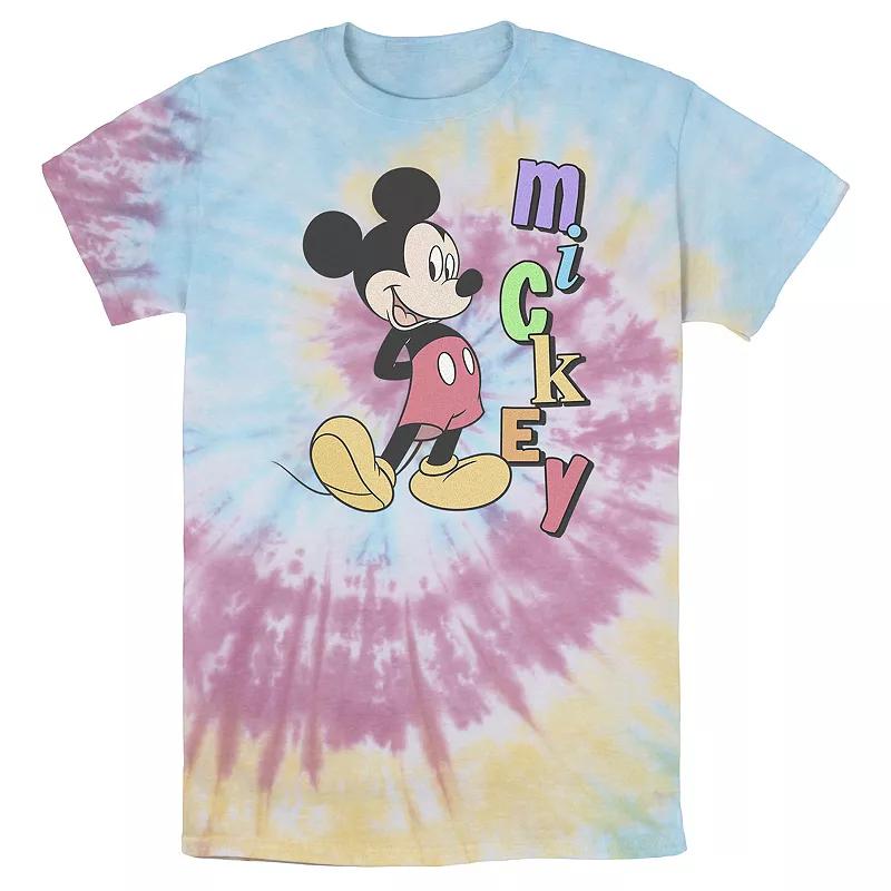 Men's Disney Mickey Standing Vertical Rainbow Name Bomabrd Wash Tee,  Product Image