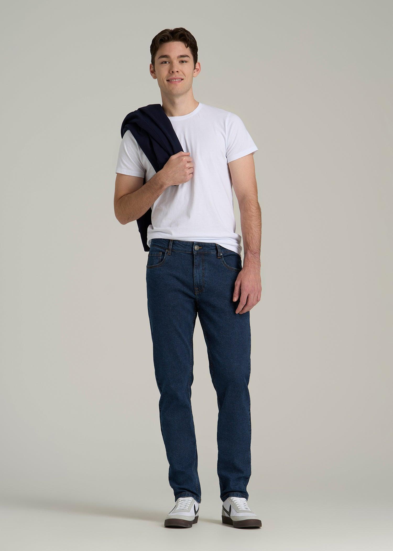 A.T. Basics Men's Carman Tapered fit Jeans for Tall Men in Charged Blue Male Product Image