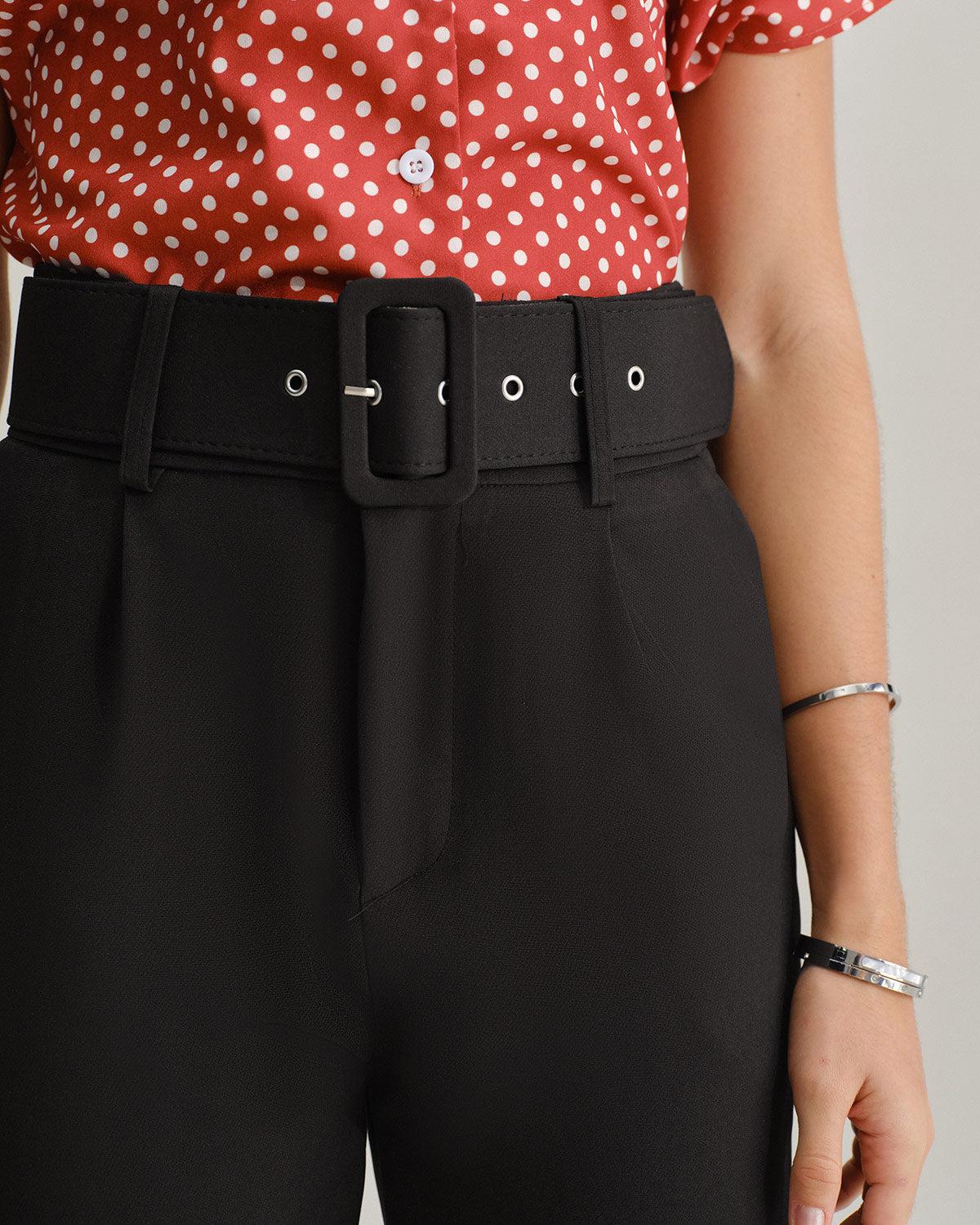 Black Straight Pegged Pants Product Image