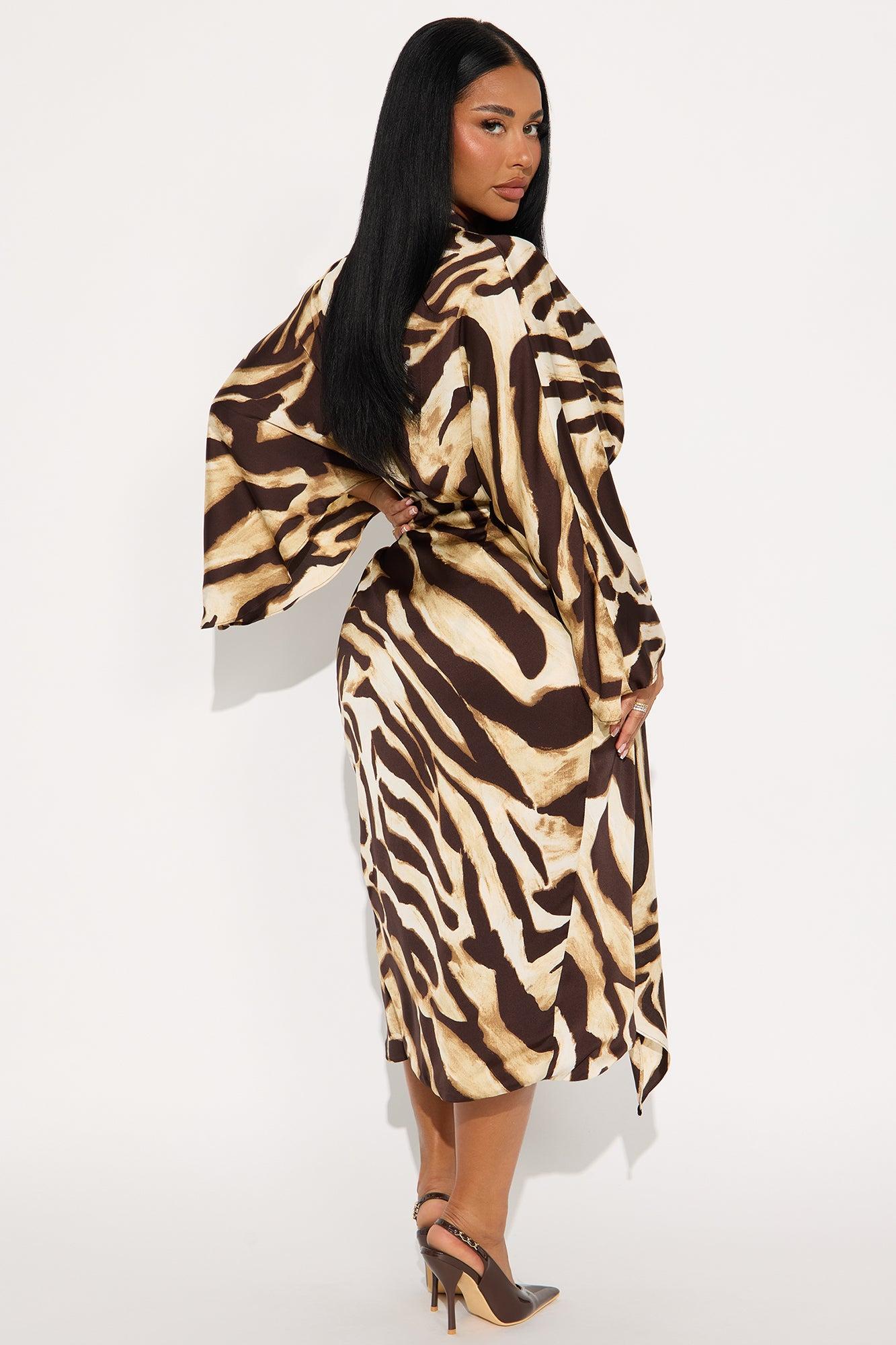 Reese Animal Print Midi Dress - Brown/combo Female Product Image