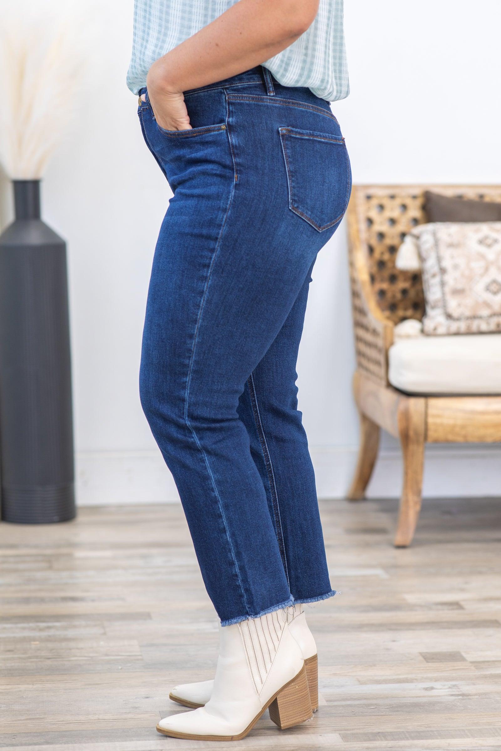 Mica Dark Wash High Rise Straight Crop Jean Product Image