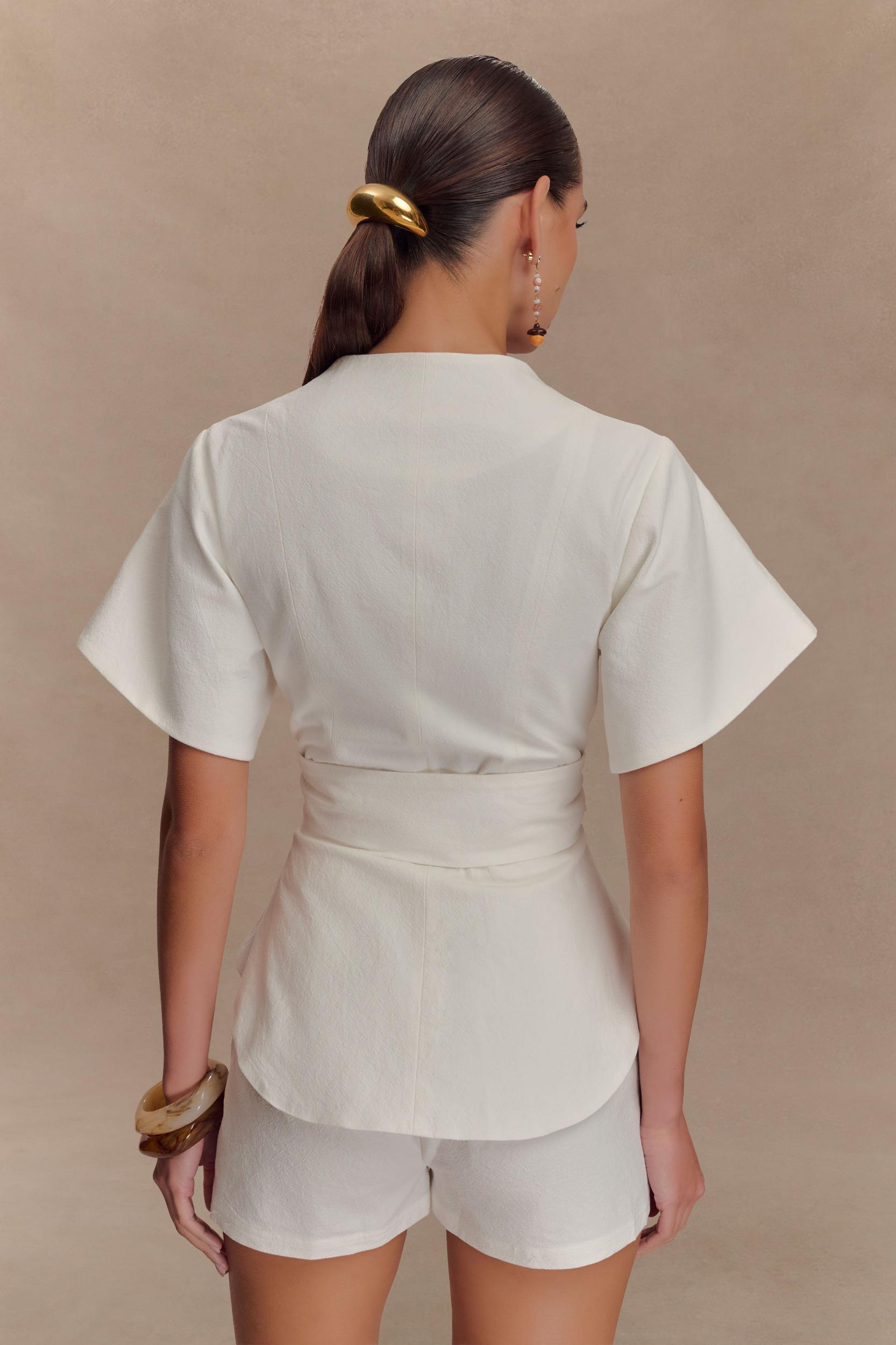 Liberty Cotton Shortsleeve Top - White Product Image