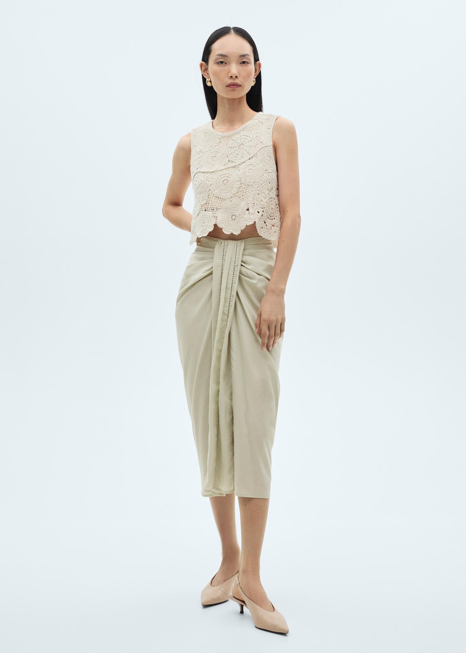 Draped midi skirt - Women | MANGO USA Product Image