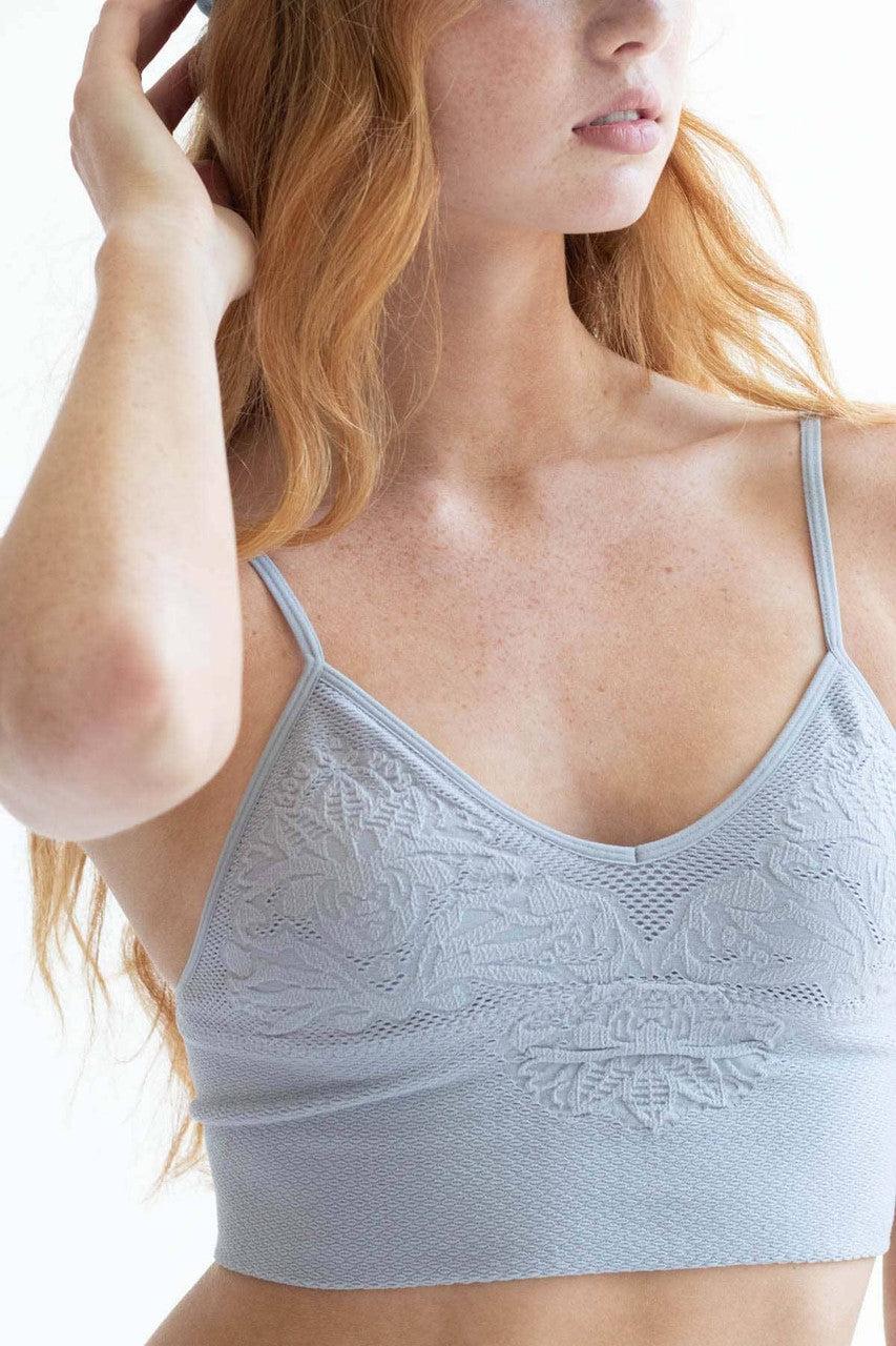 Blue Jacquard Seamless Bralette Product Image