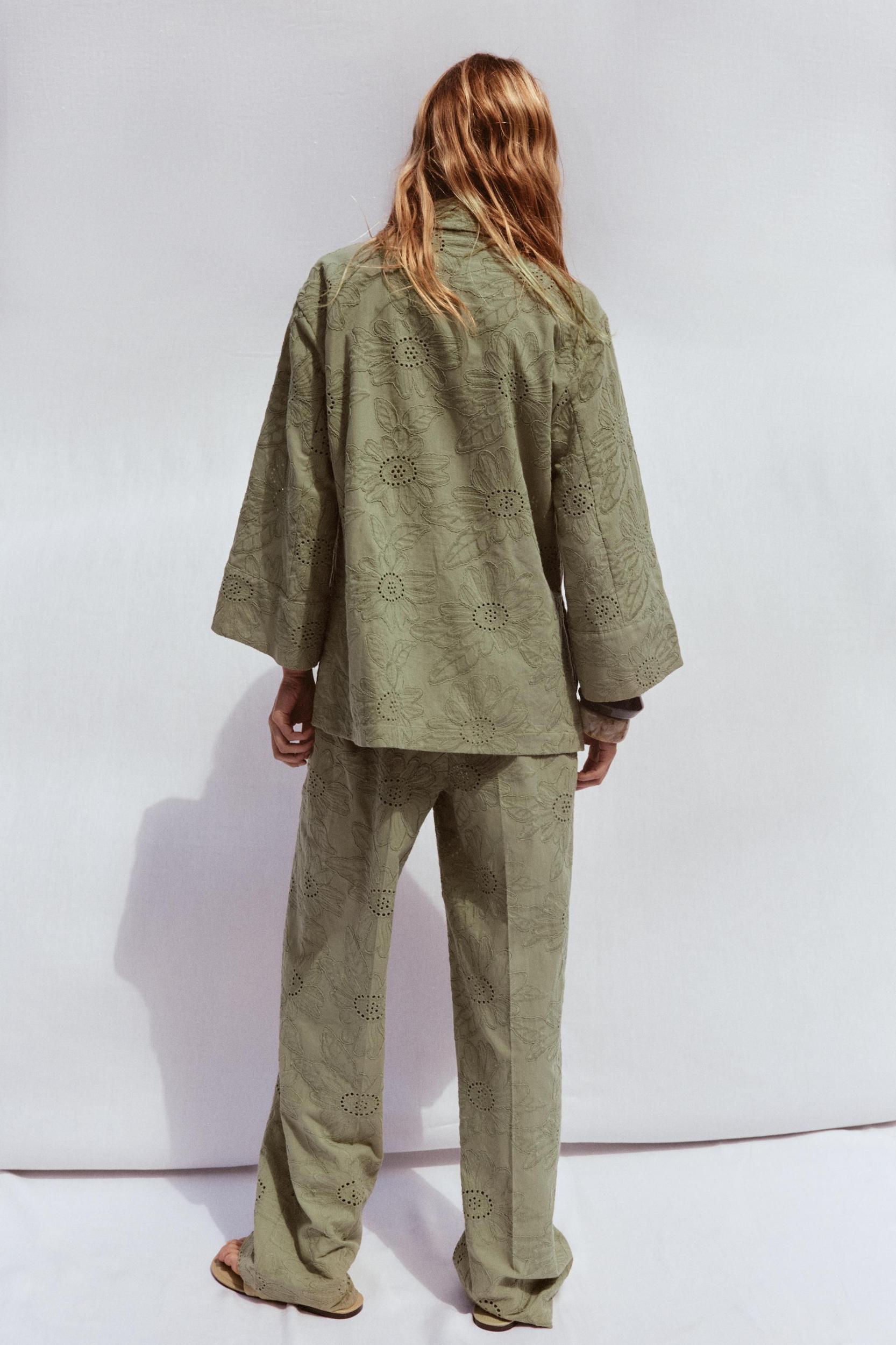 STRAIGHT LEG PANTS WITH OPENWORK EMBROIDERY Product Image