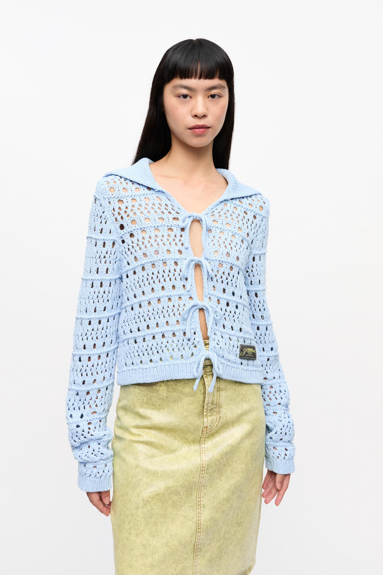 Blue Tie String Cardigan Product Image