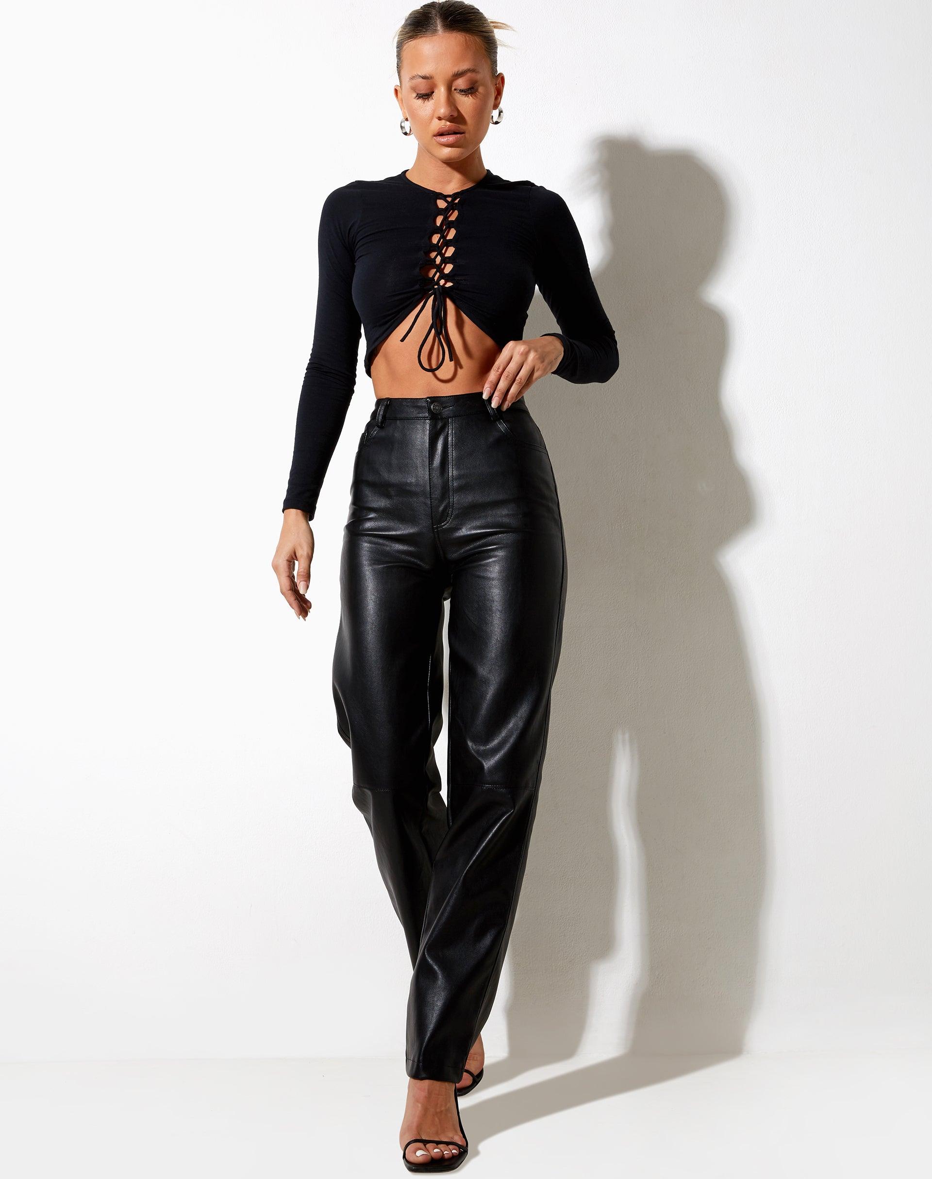 Gisy Crop Top in Lycra Black Product Image