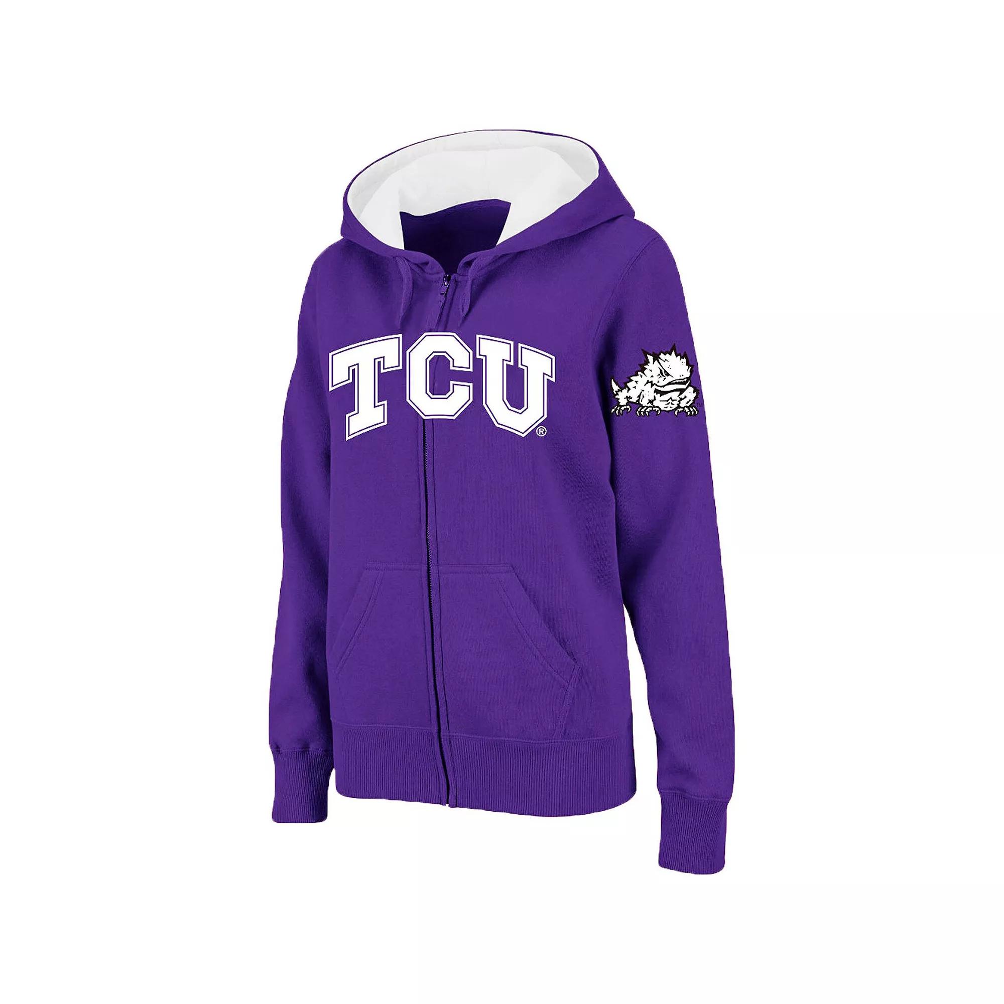 Women's Stadium Athletic Purple TCU Horned Frogs Arched Name Full-Zip Hoodie,  Product Image