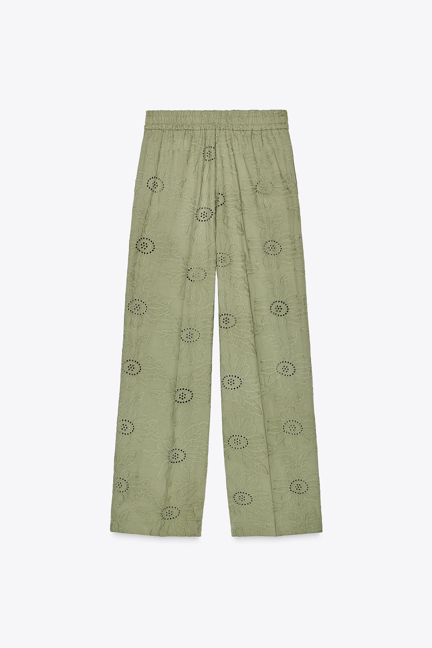 STRAIGHT LEG PANTS WITH OPENWORK EMBROIDERY Product Image