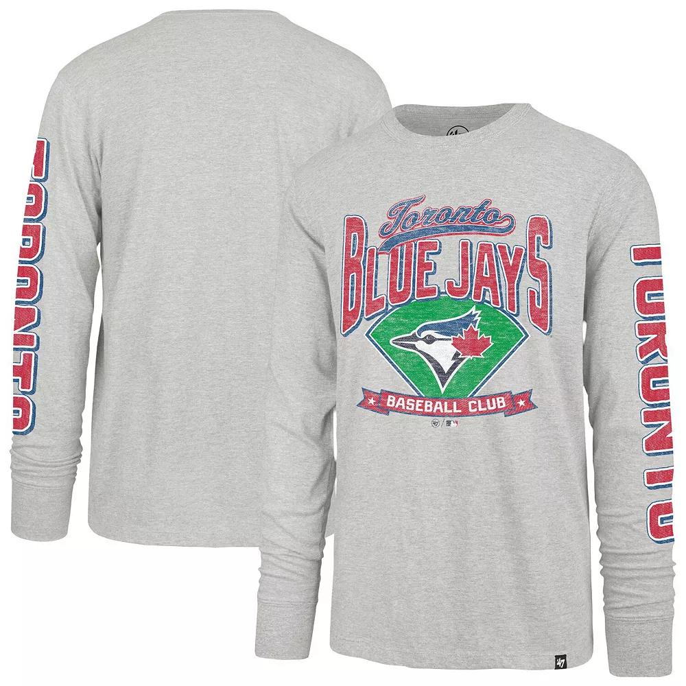 Men's '47 Gray Toronto Blue Jays Fair Ball Franklin Long Sleeve T-Shirt, Size: 3XL, Jay Grey Product Image