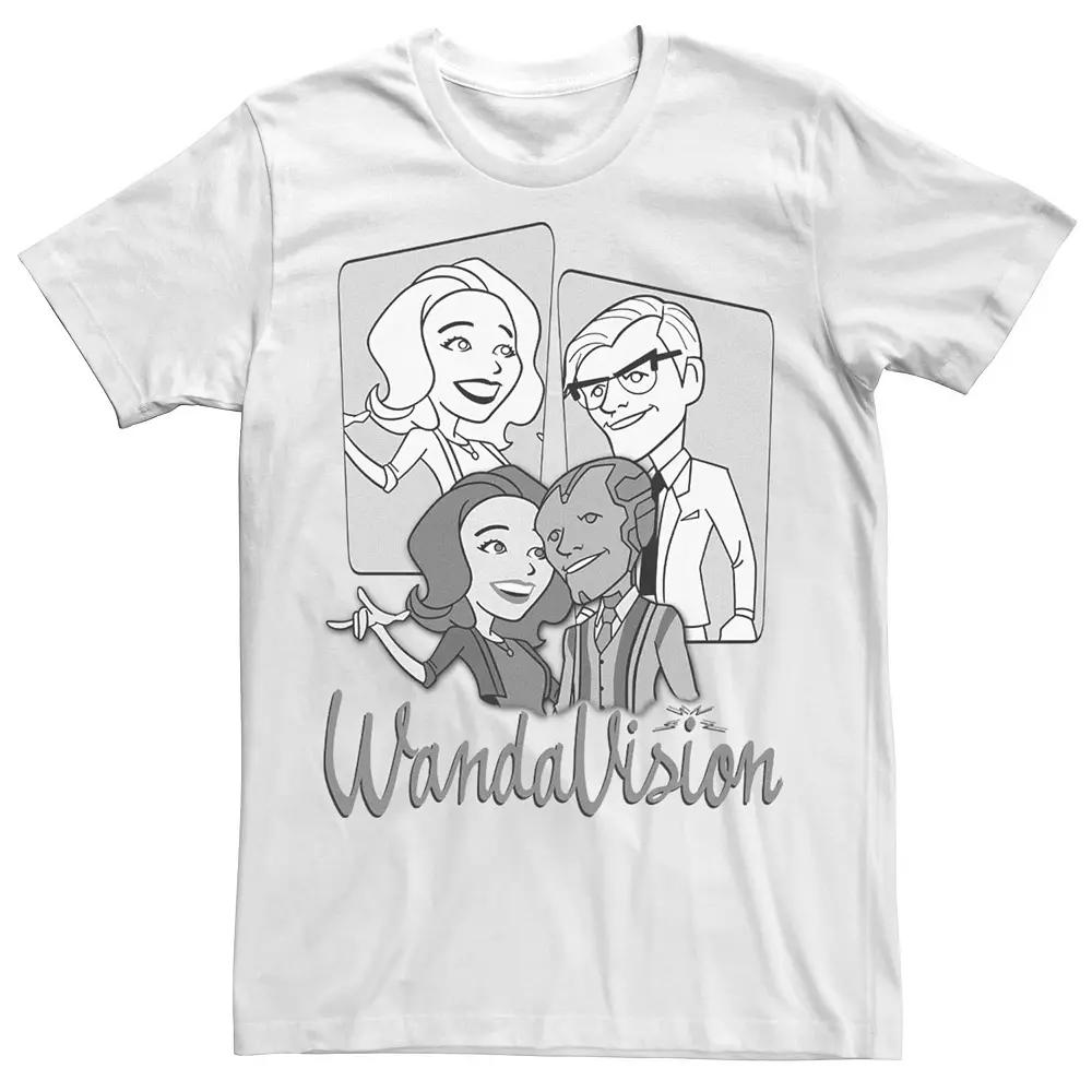 Men's Marvel WandaVision Character Panels Greyscale Tee,  Product Image