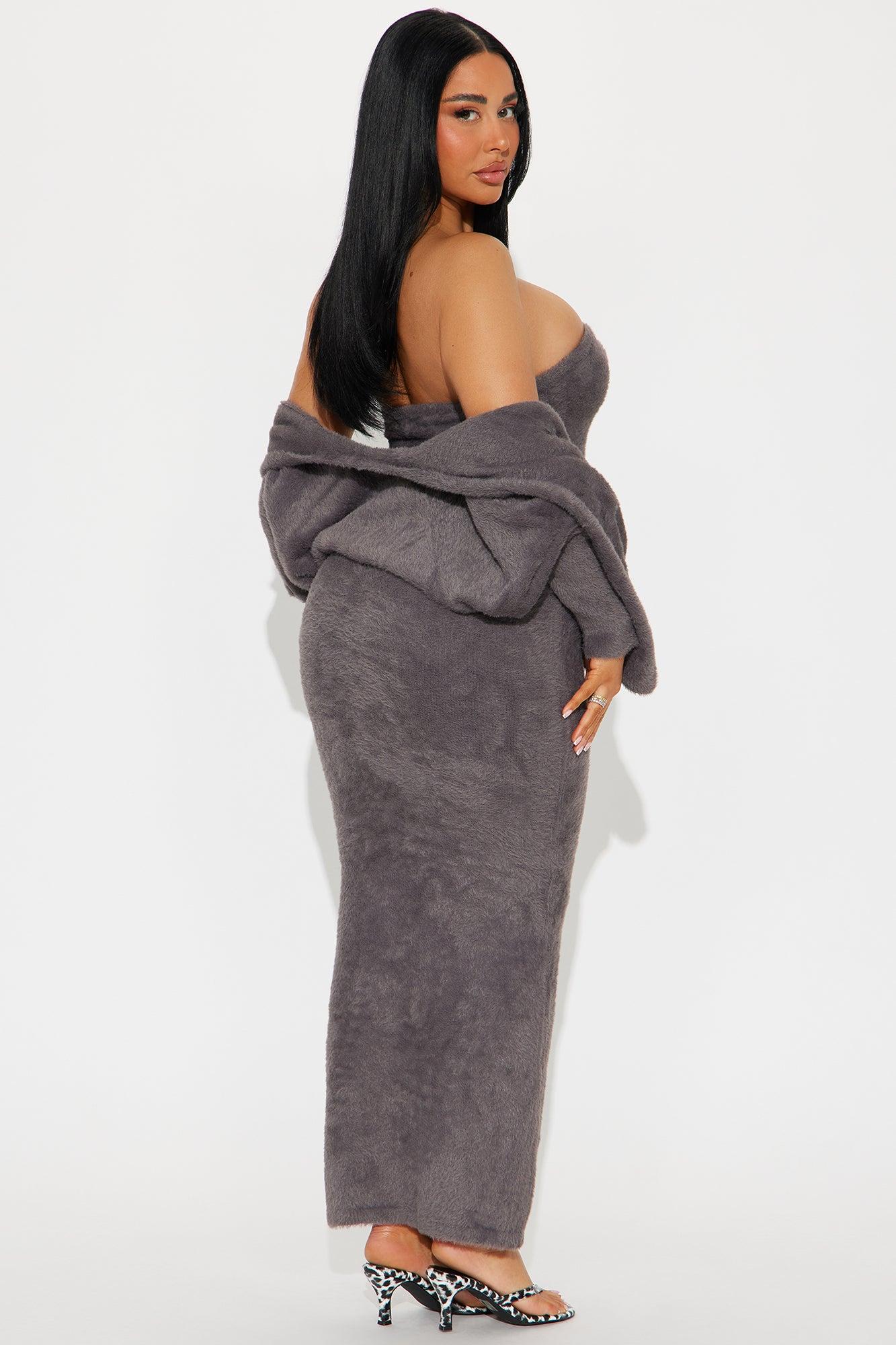 Staying Cozy Maxi Dress Set - Charcoal Female Product Image