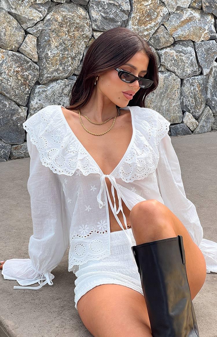 Poppie White Long Sleeve Top Product Image