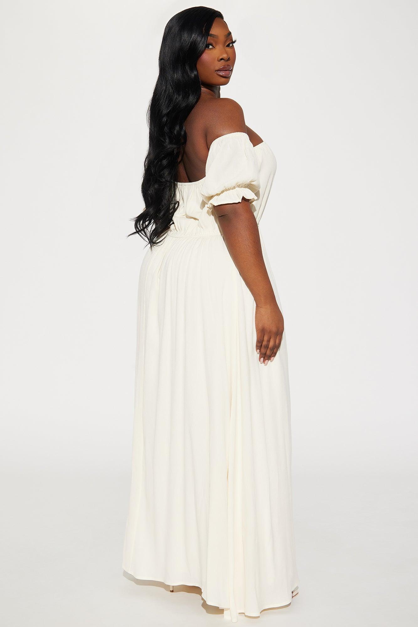 Lily Off Shoulder Maxi Dress - Cream Product Image
