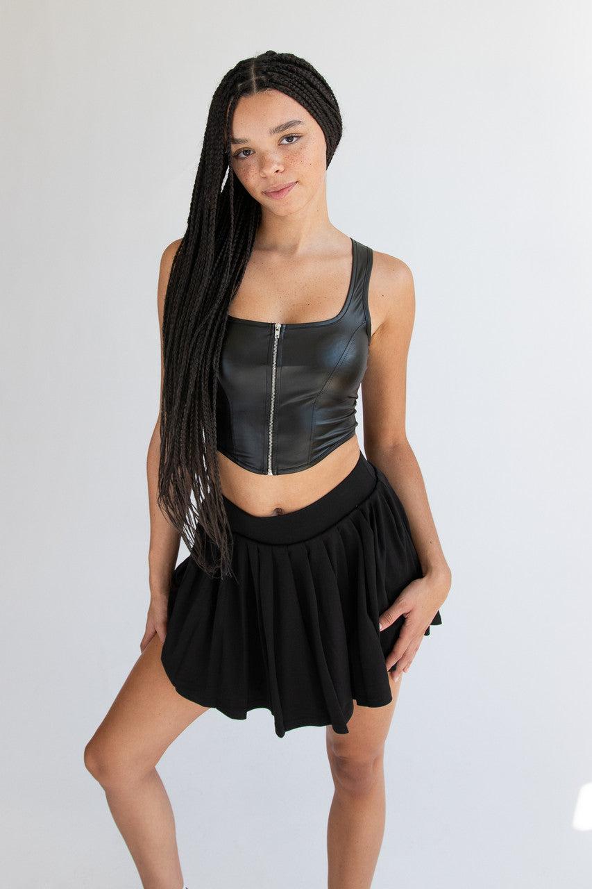 Zipper Front Pleather Crop Tank Product Image