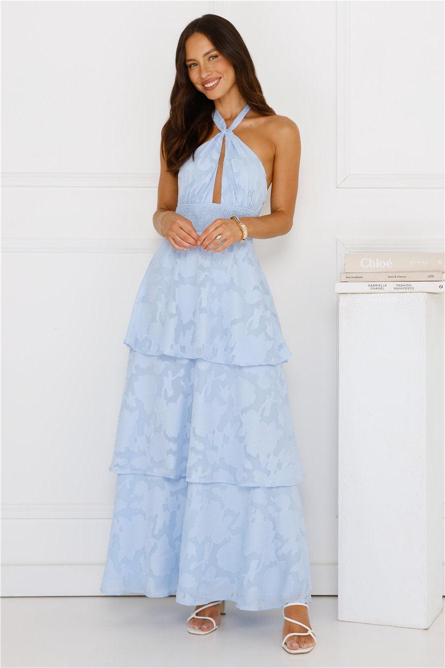 Island Sway Halter Maxi Dress Blue Product Image