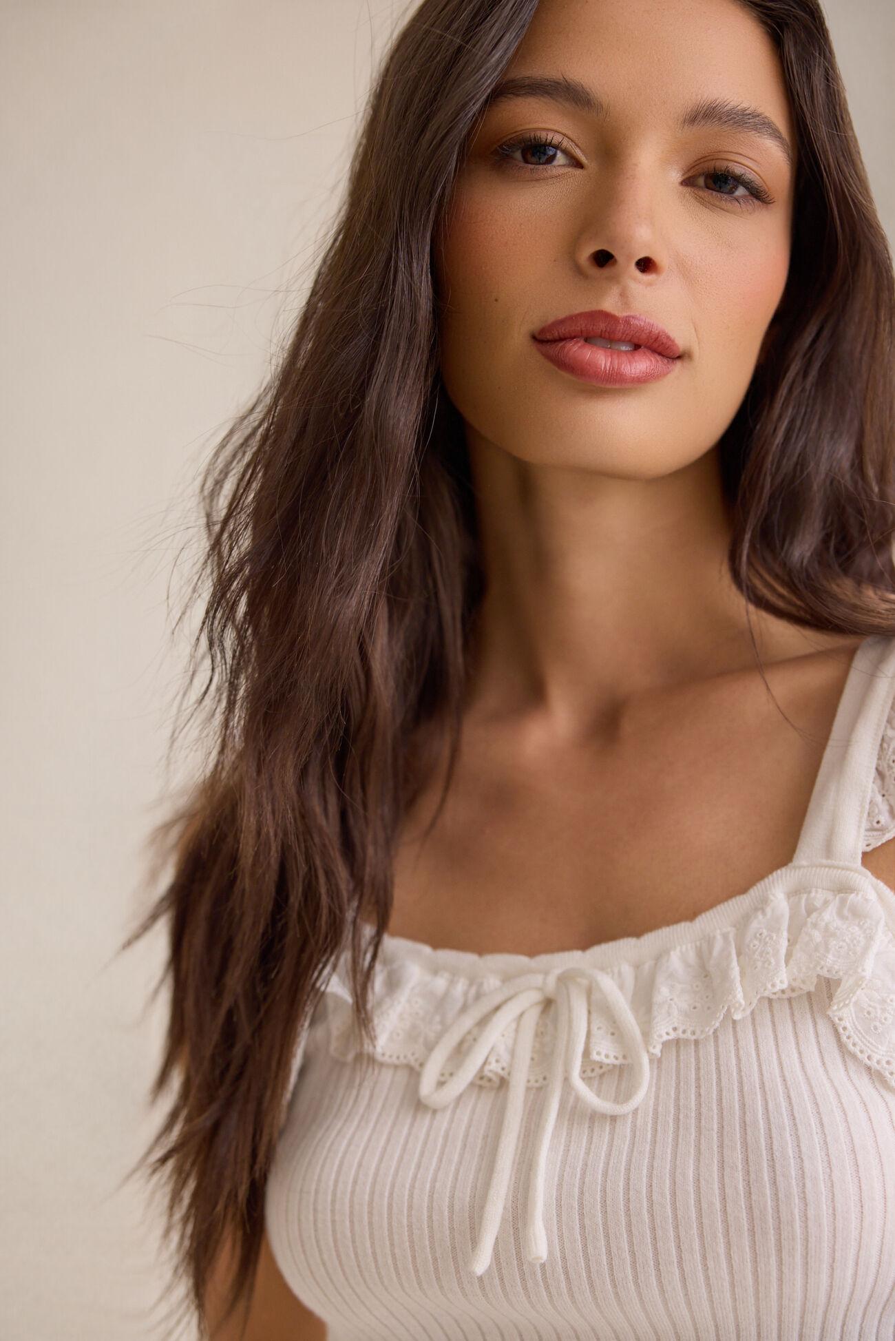 Delilah Ribbed Eyelet Trim Tank Product Image