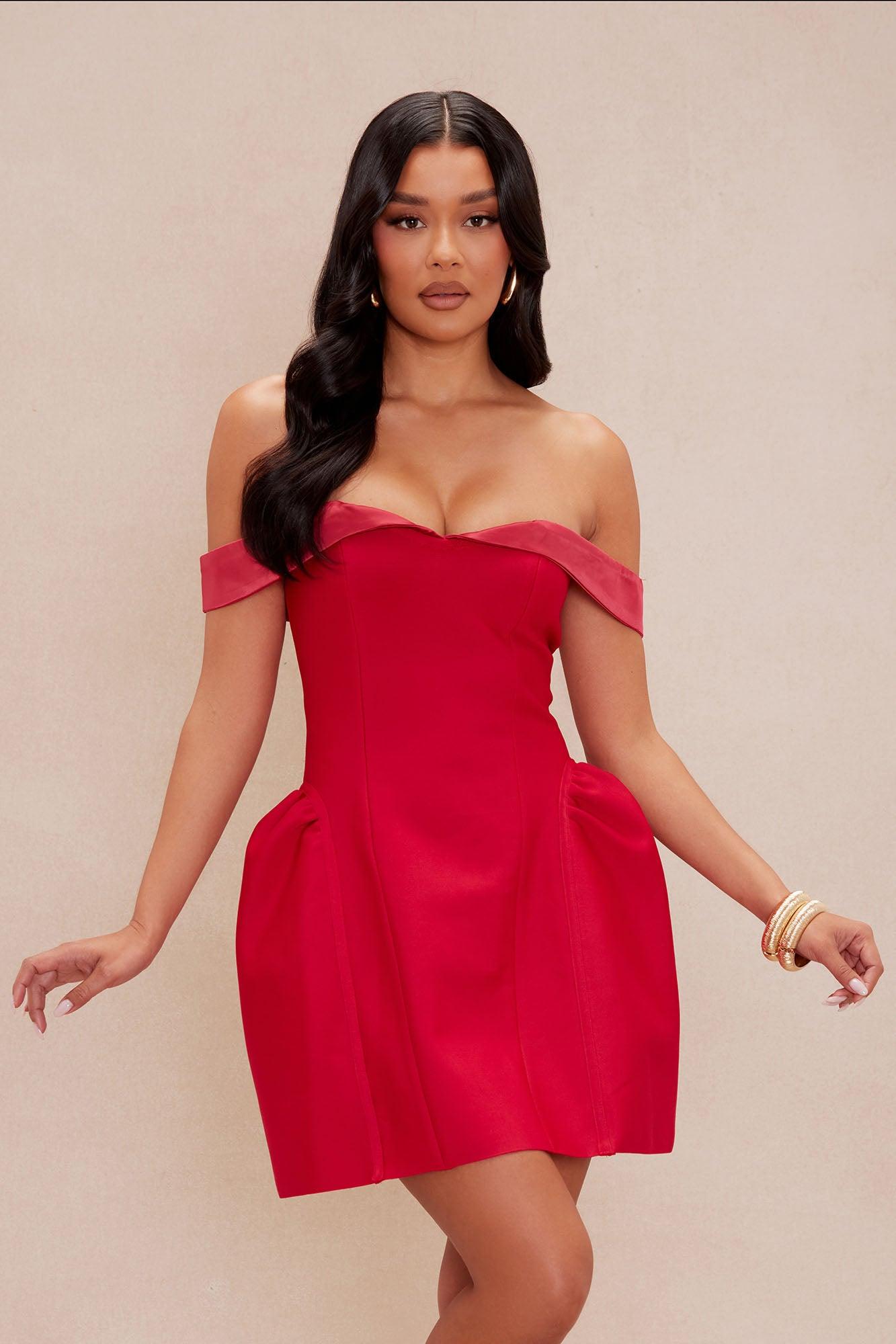 Maribella Bandage Mini Dress - Red Product Image