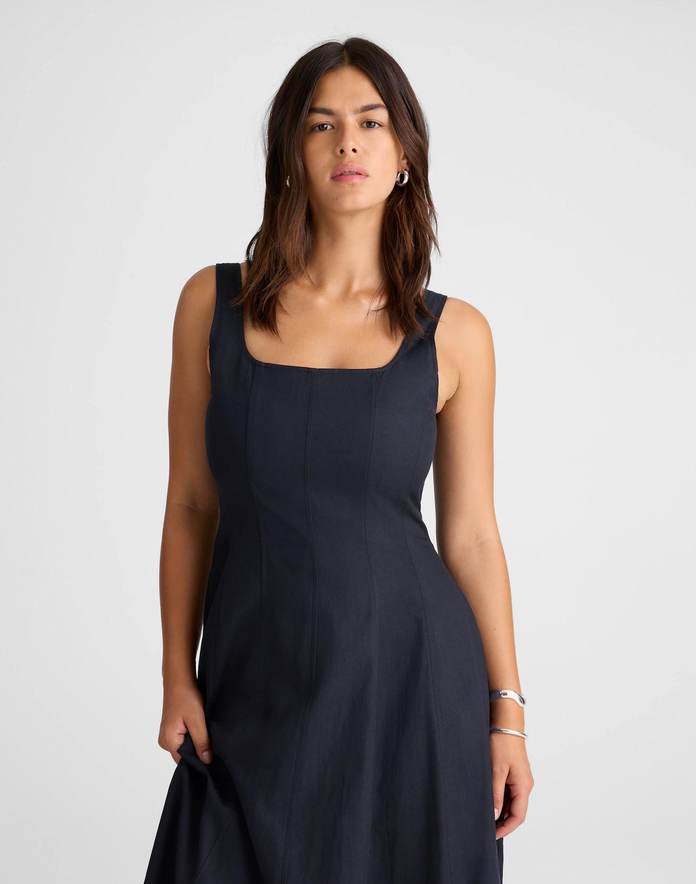 Seamed Squareneck Midi Dress Product Image