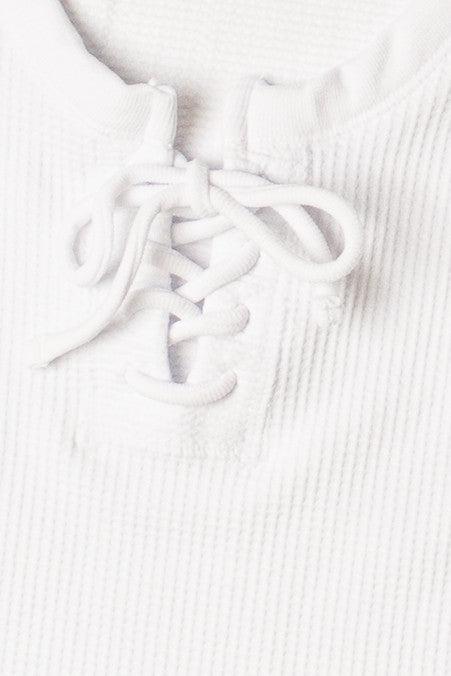 Waffle Knit Lace Up Seamless Tee Product Image