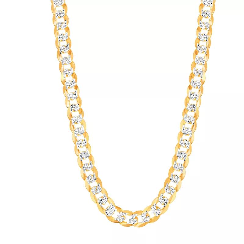 Men's Sterling Silver 7.3mm Flat Pave Cuban Chain Necklace, Size: 20", 14k Gold Plated Product Image