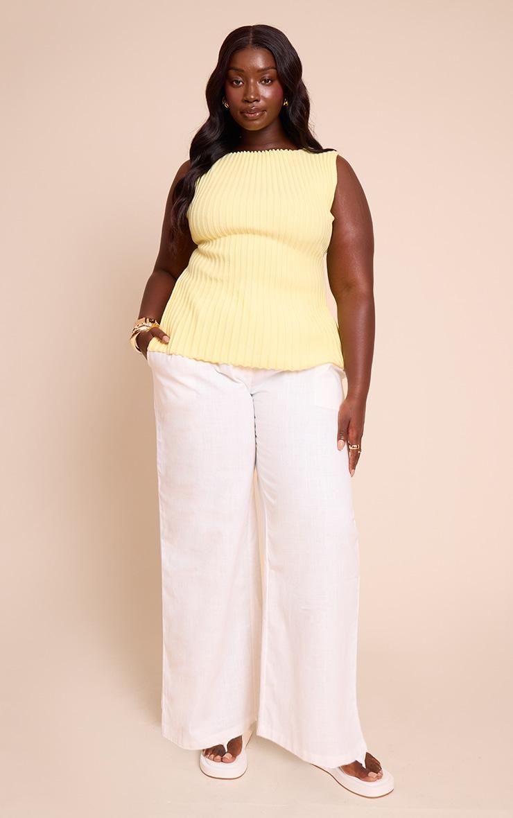 Plus Lemon Rib Knit Boat Neck Peplum Top Product Image