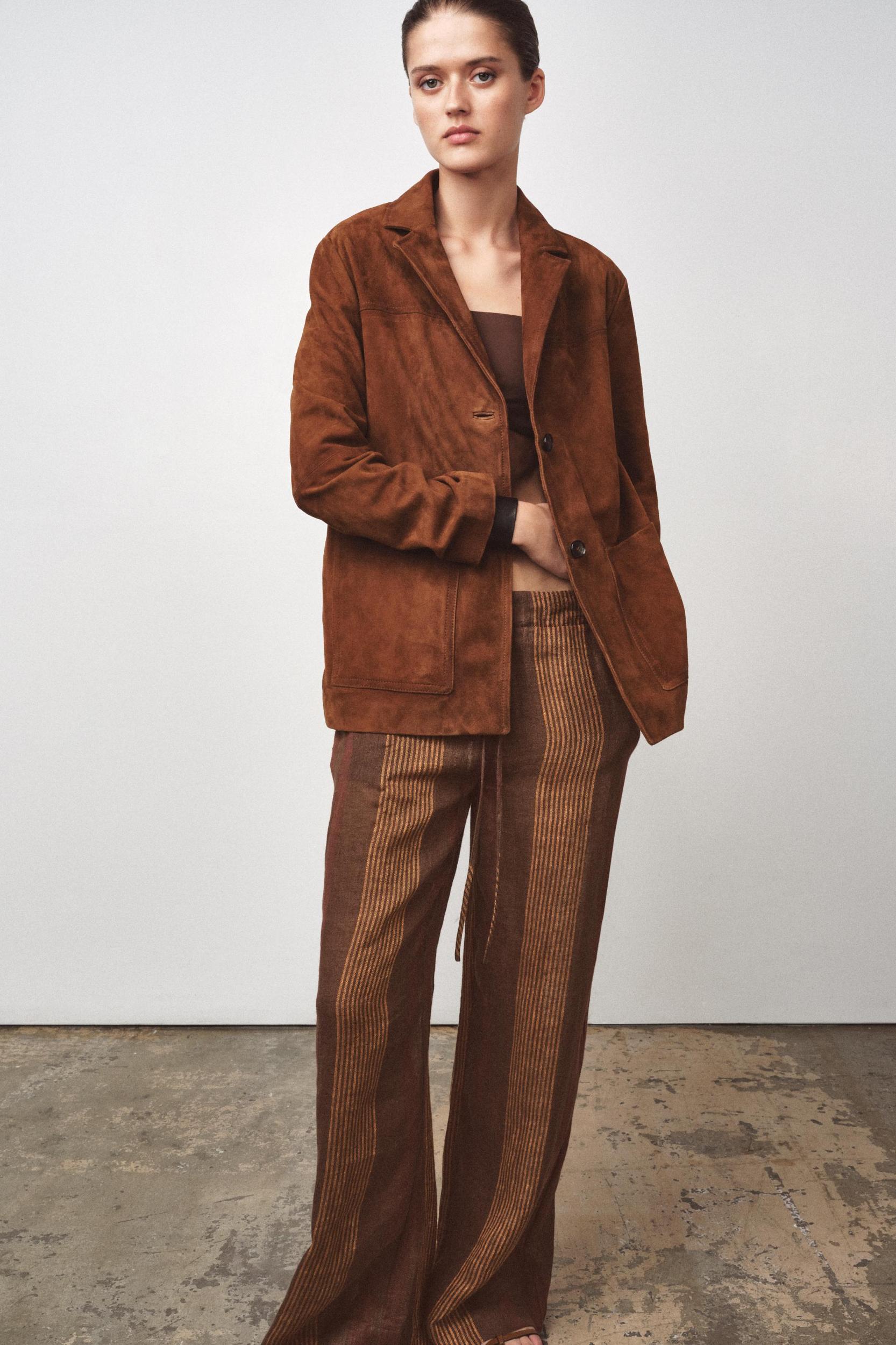 100% LINEN STRIPED PANTS ZW COLLECTION Product Image