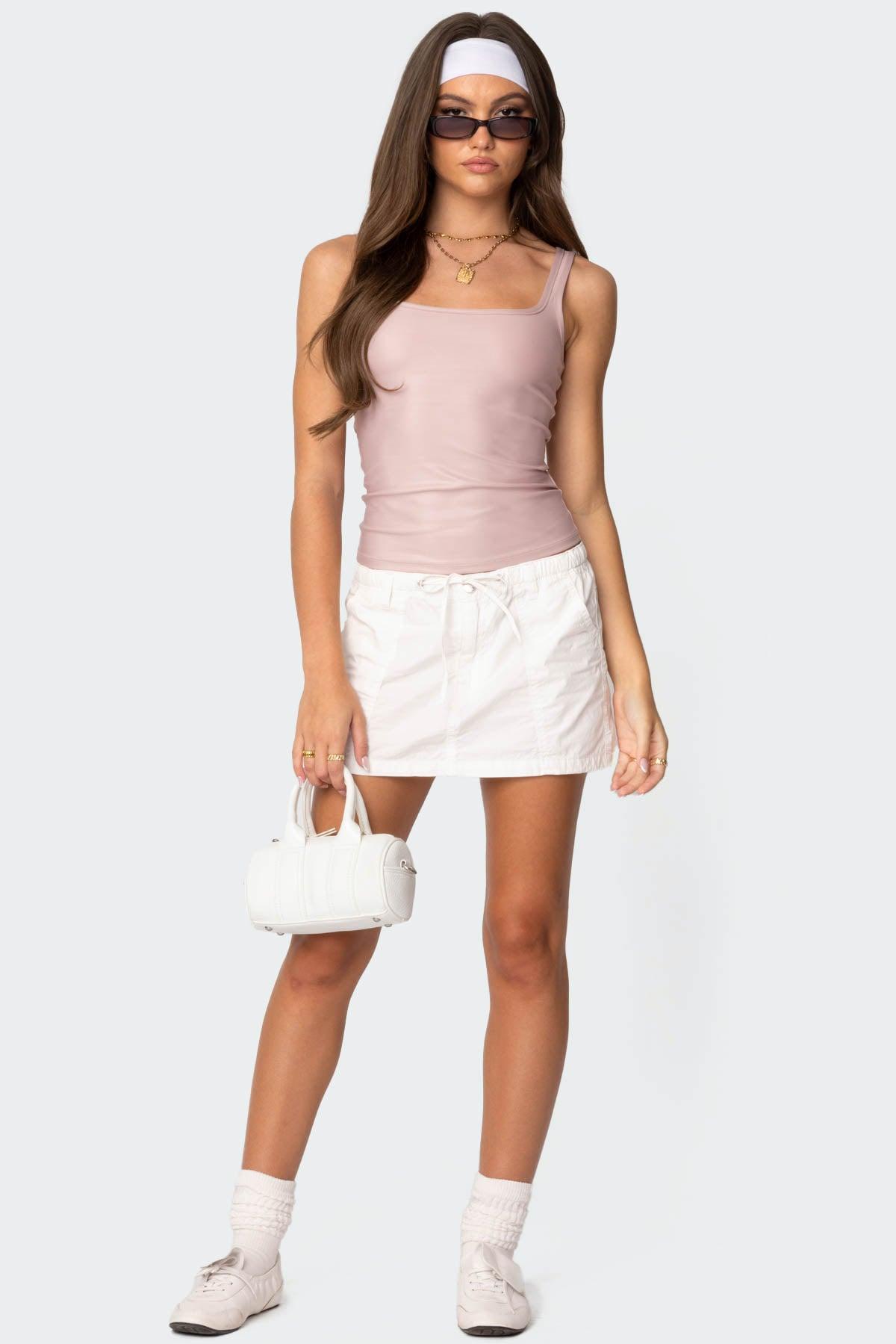 Sarah Shiny Square Neck Tank Top Product Image