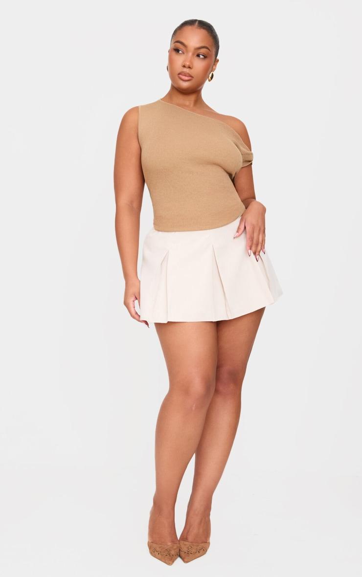 Plus Stone Mid Waist Tailored Woven Box Pleat Skater Skort Product Image