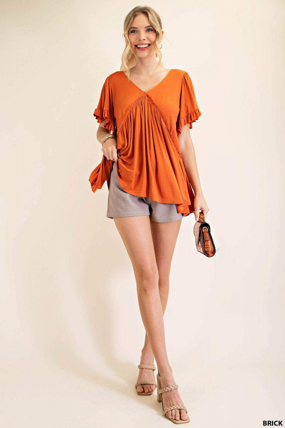 7275   Gracie Bell Sleeve Ruffle Top - Reg & Plus! Product Image