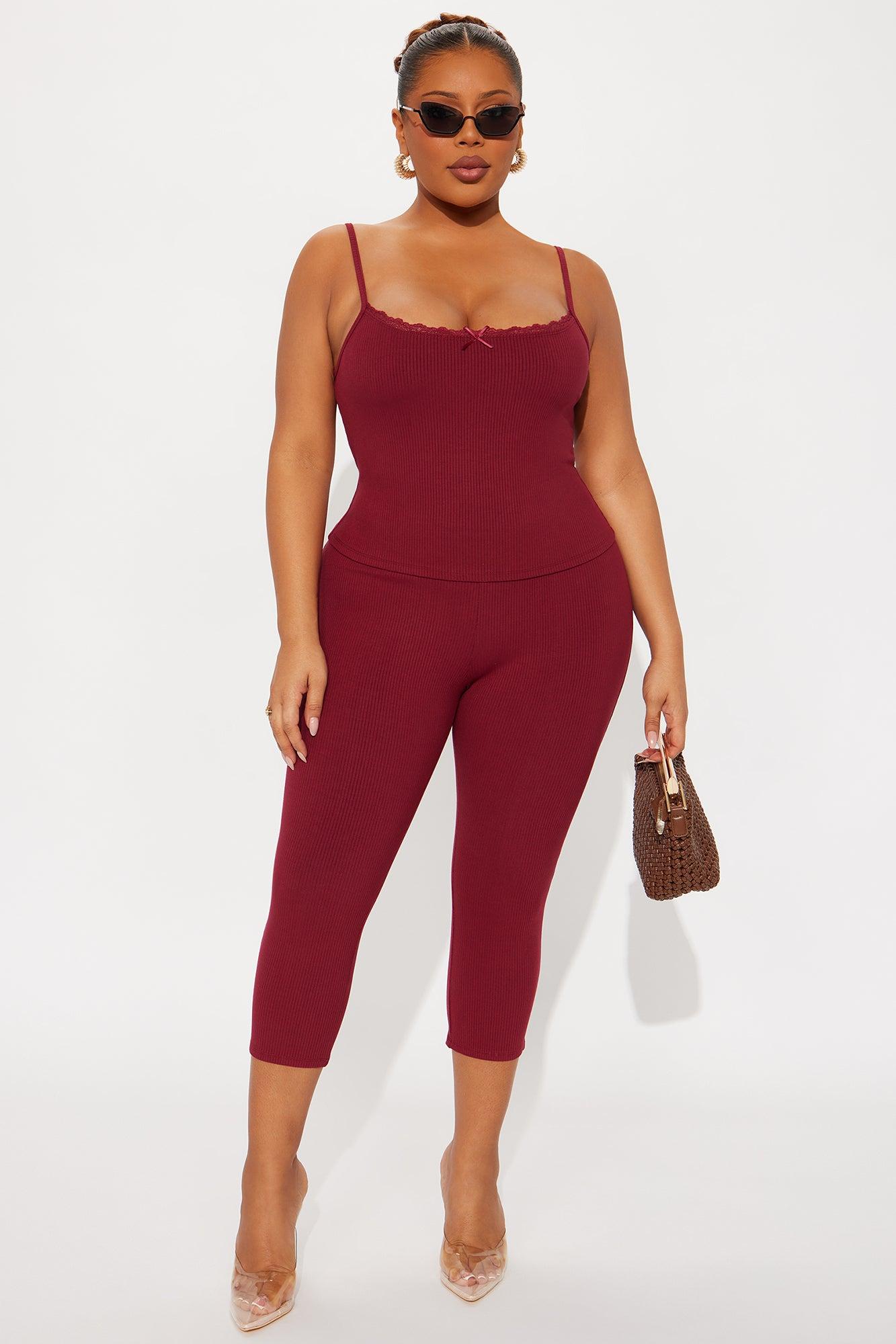 Stirling Snatched Capri Pant Set - Burgundy Female Product Image