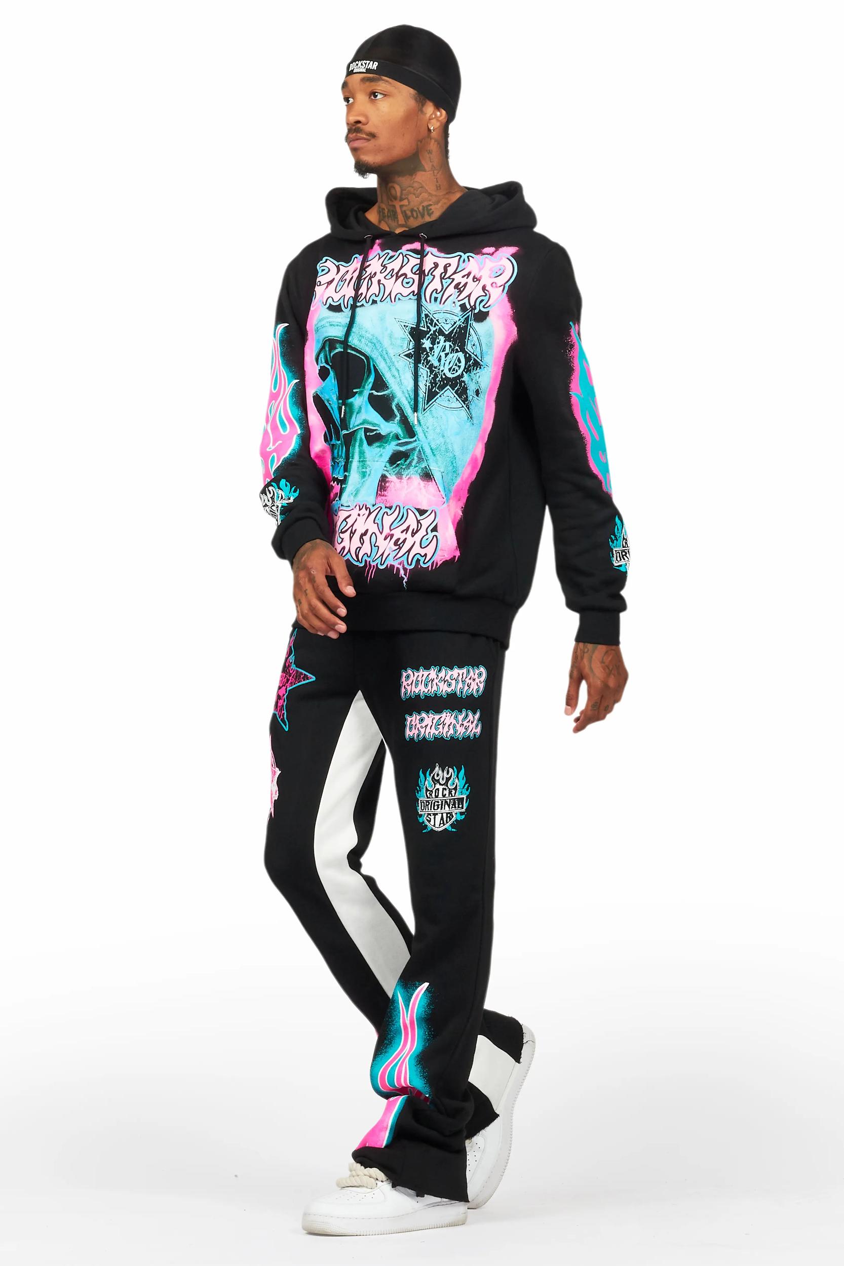 Adkin Black Hoodie/Baggy Track Pant Set Male Product Image