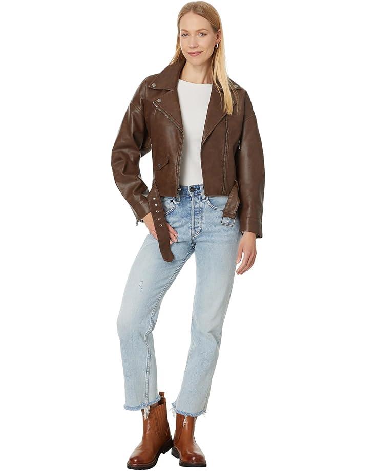 Faux Leather Moto Jacket Product Image