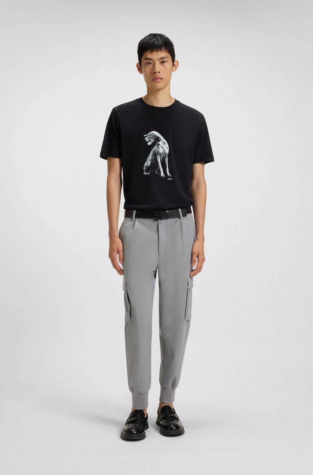 Cotton-jersey T-shirt with dog artwork Product Image