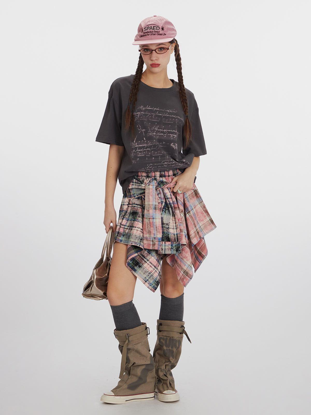 Aelfric Eden Tie Dye Plaid Skirt Female Product Image