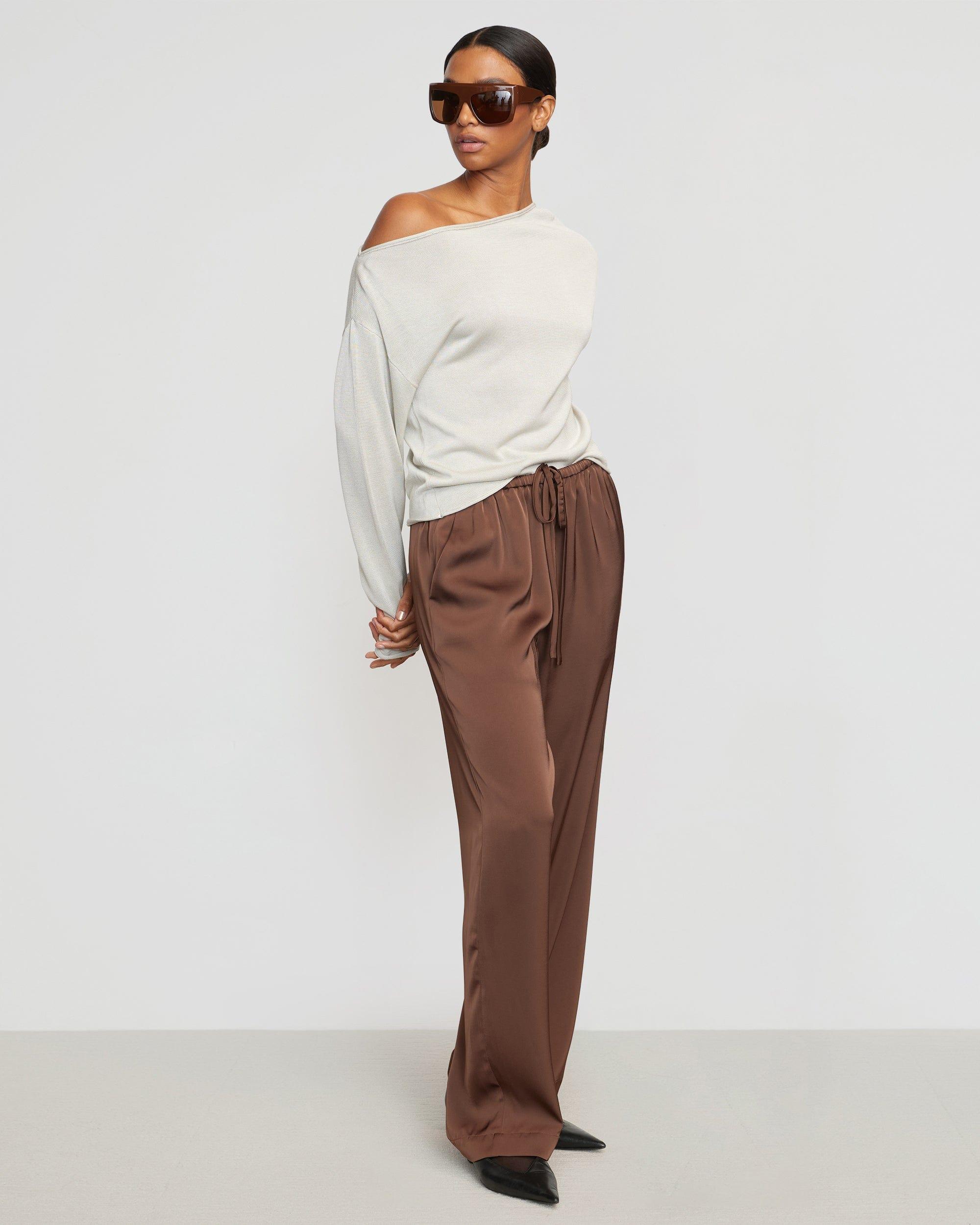 Dana Stretch-Waist Satin Pant Product Image