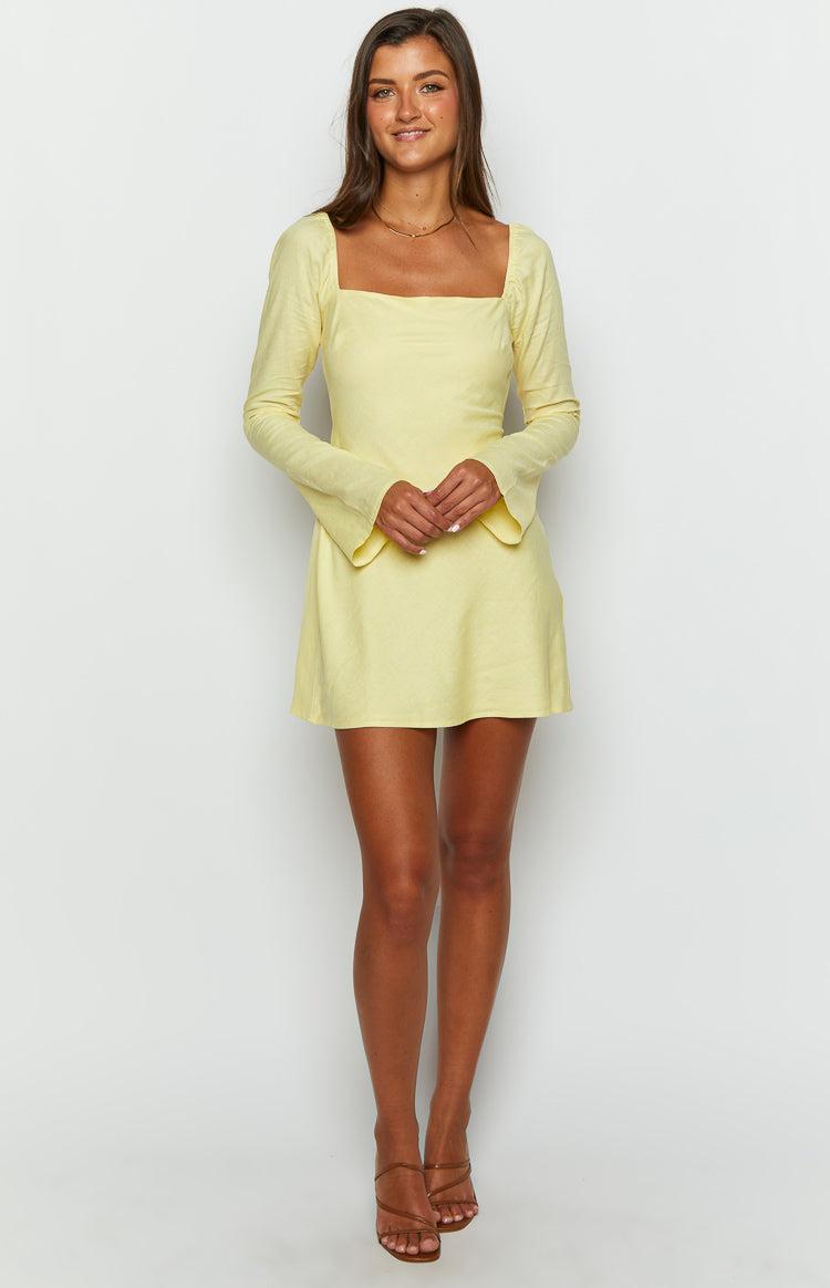 Arna Yellow Long Sleeve Mini Dress Product Image