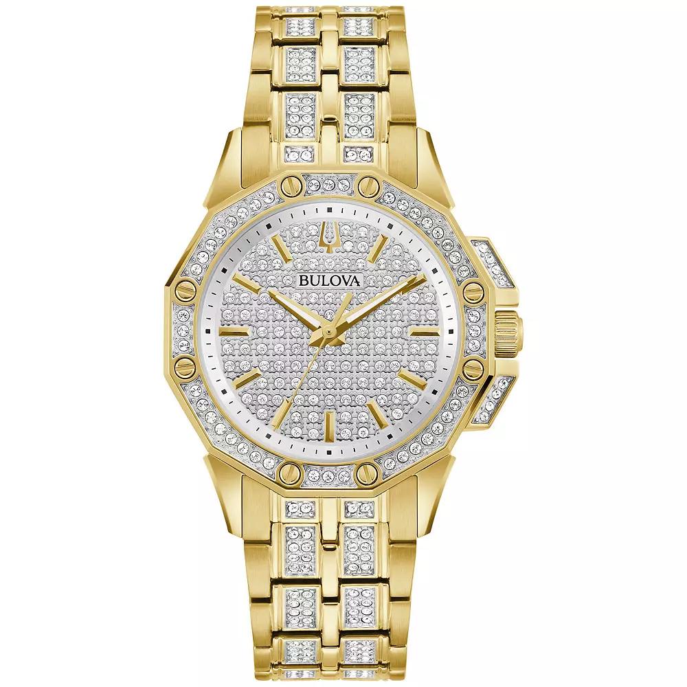 Bulova Womens Octava Gold Tone Stainless Steel Crystal Accent Bracelet Watch - 98L302 Product Image