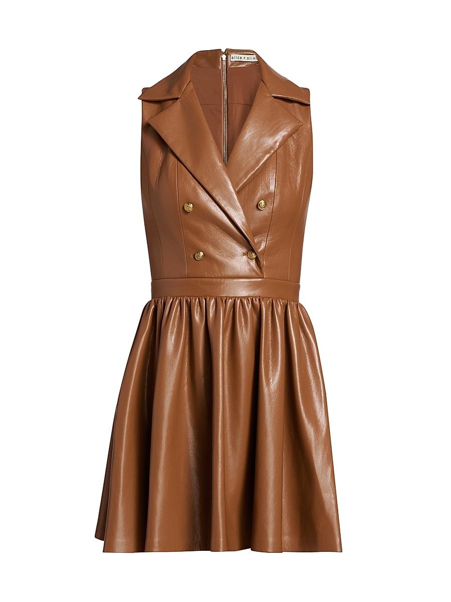 Womens Emmy Faux-Leather Surplice Minidress Product Image